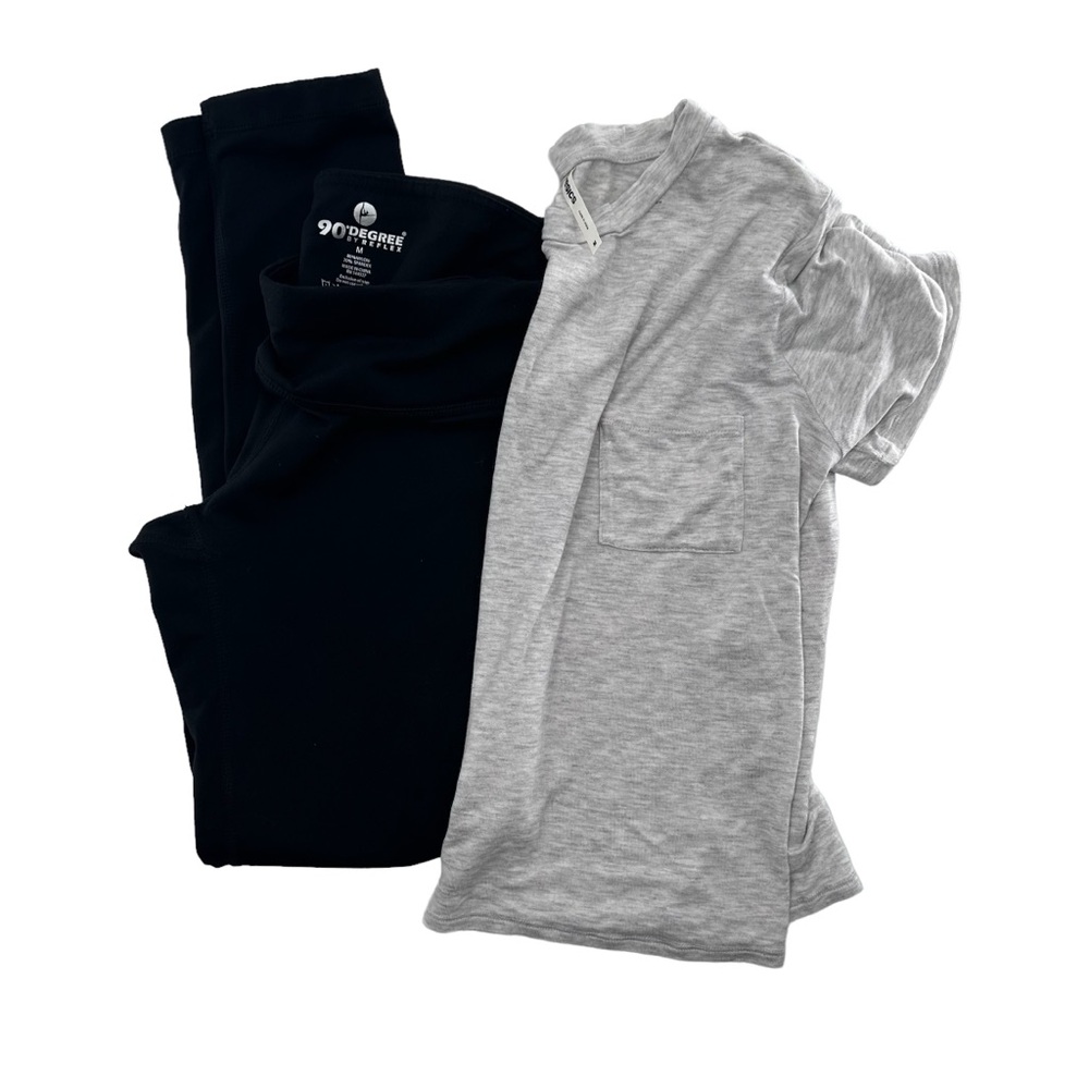 90 Degree by Reflex Leggings & Tresics Tee Bundle Women’s Medium